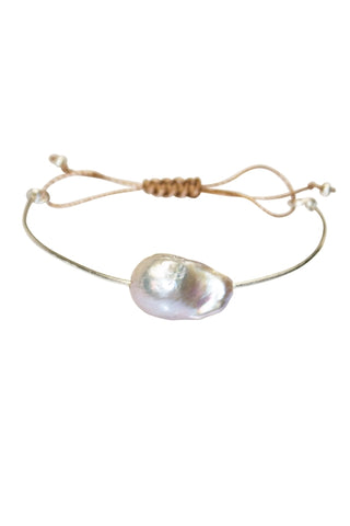 Cuban Rocker Chain Bracelet with Baroque Pearl