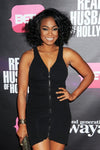 Tatyana Ali from premier of "Real Husbands of Hollywood" wearing Aspen Cuff with Studded Leather in gold & grey leather