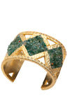 Aspen Sojourner Magazine showing Crushed Cuff with Green Moss Agate And Gold