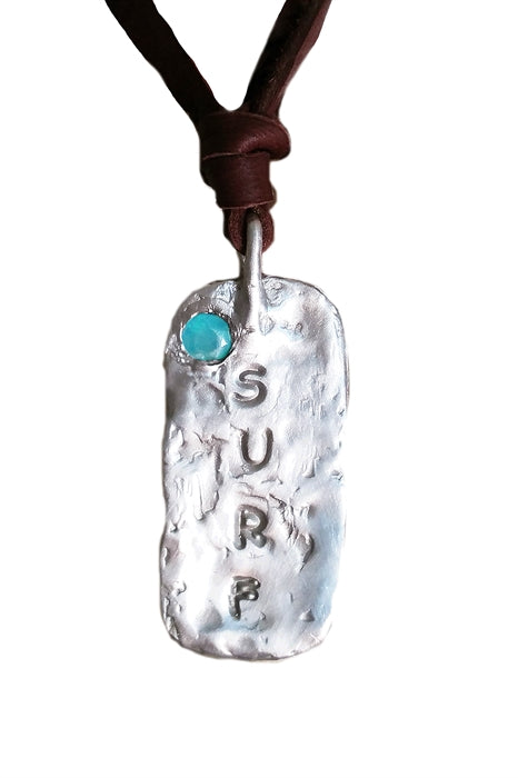 SURF Necklace ID Tag with Ethiopian Opal