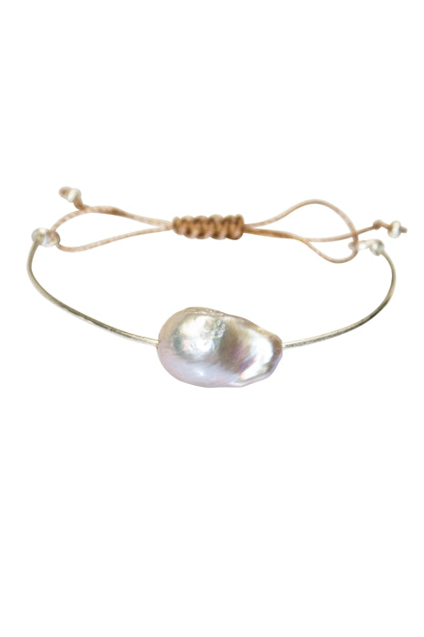 Wire Bangle -Fresh Water Pearl & Sterling Silver